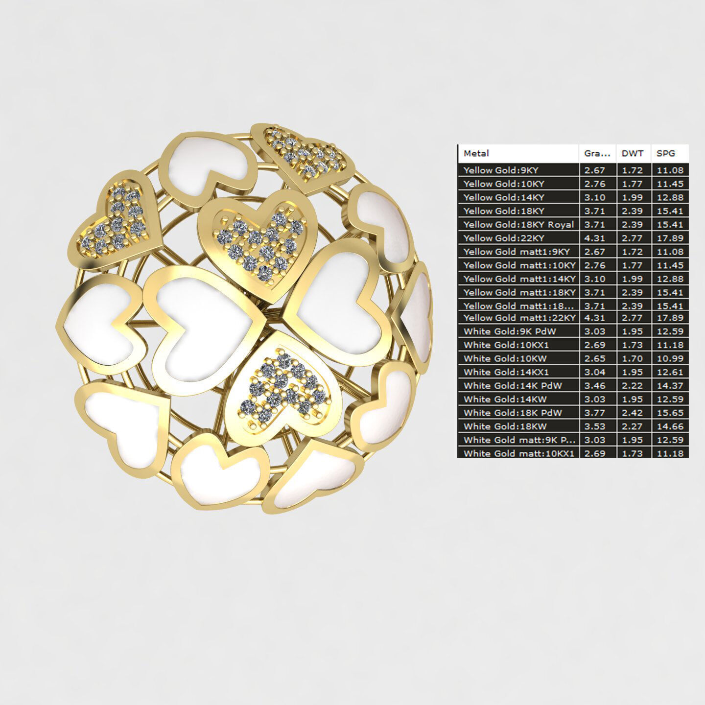 Heart earrings 01 3D print model_12