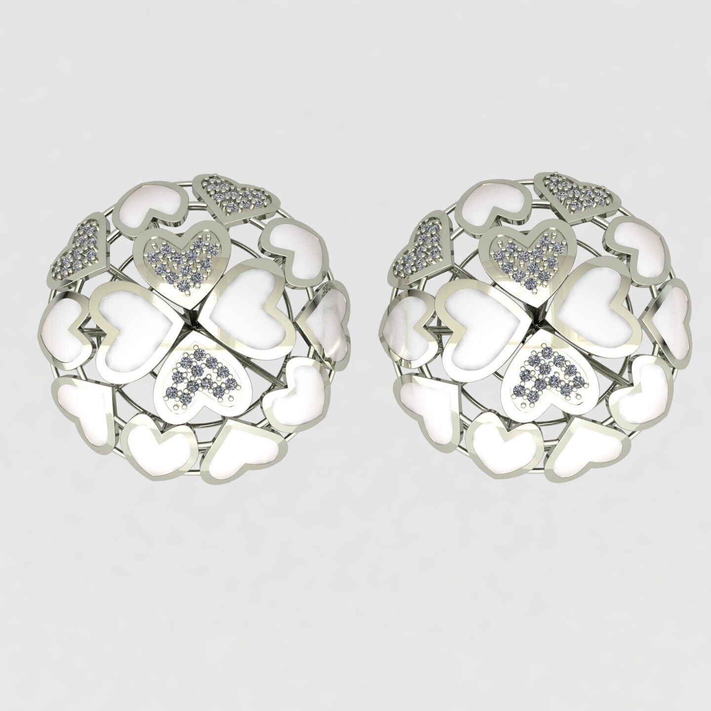 Heart earrings 01 3D print model_11