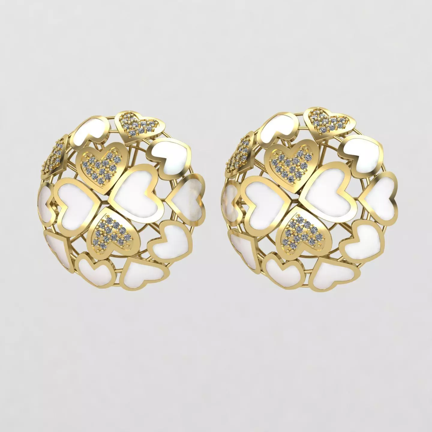 Heart earrings 01 3D print model_0