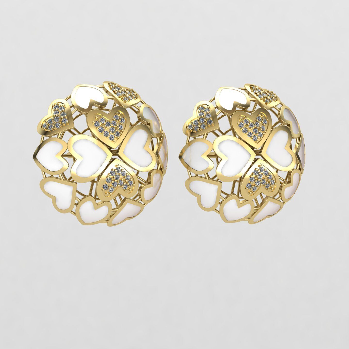 Heart earrings 01 3D print model_2