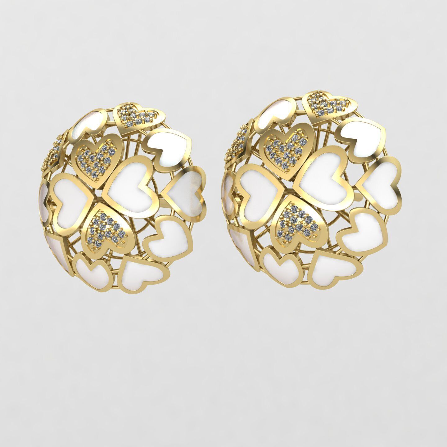 Heart earrings 01 3D print model_3