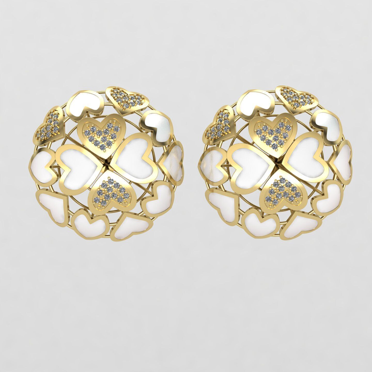 Heart earrings 01 3D print model_1