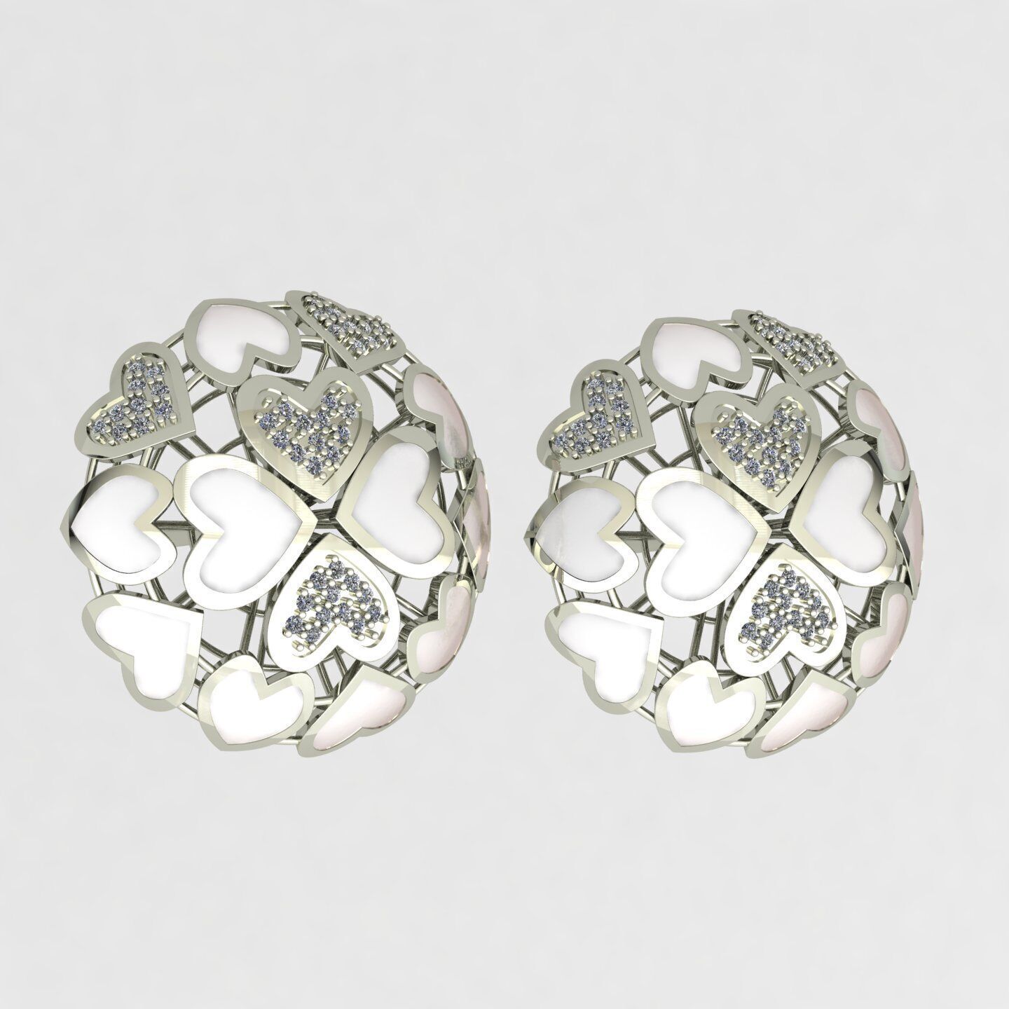 Heart earrings 01 3D print model_10