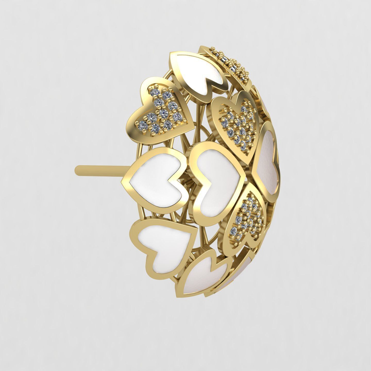 Heart earrings 01 3D print model_5