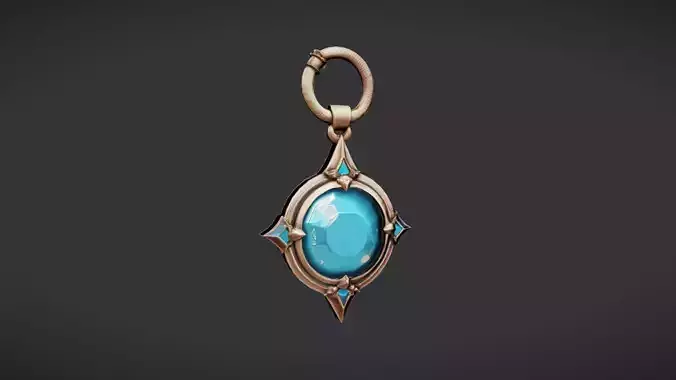 decorative pendant with blue gemstone