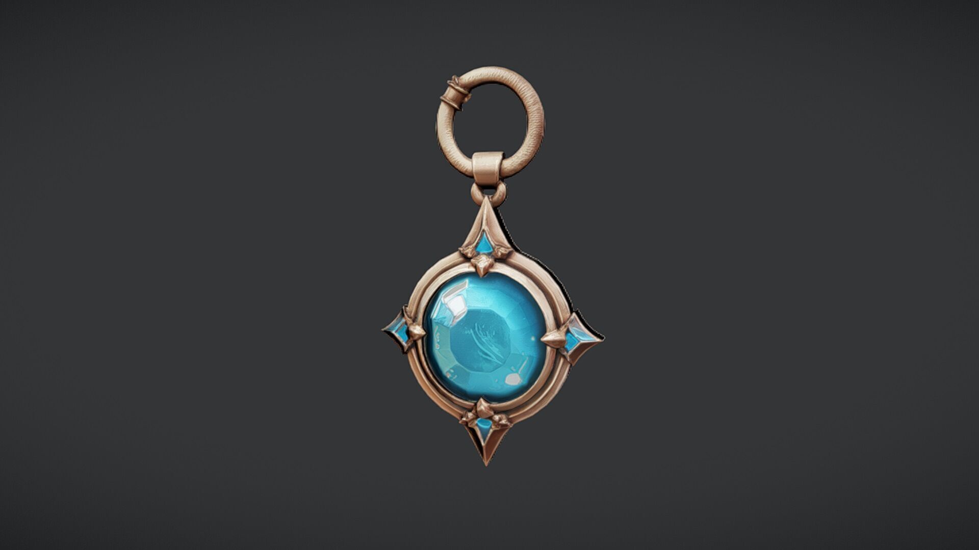 decorative pendant with blue gemstone 3D model_6