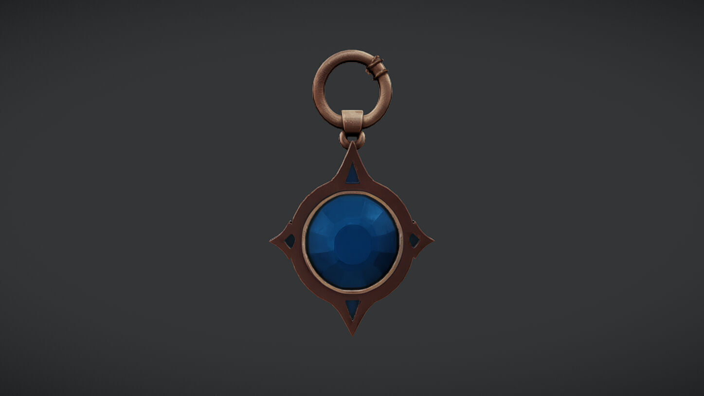 decorative pendant with blue gemstone 3D model_3