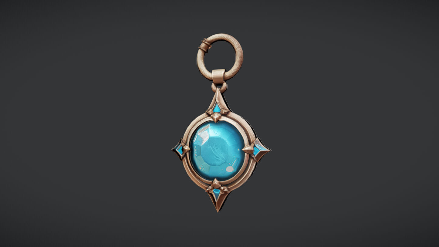 decorative pendant with blue gemstone 3D model_5