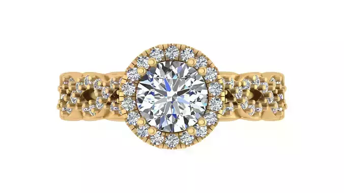 Royal Halo Round-Cut Diamond Engagement Ring