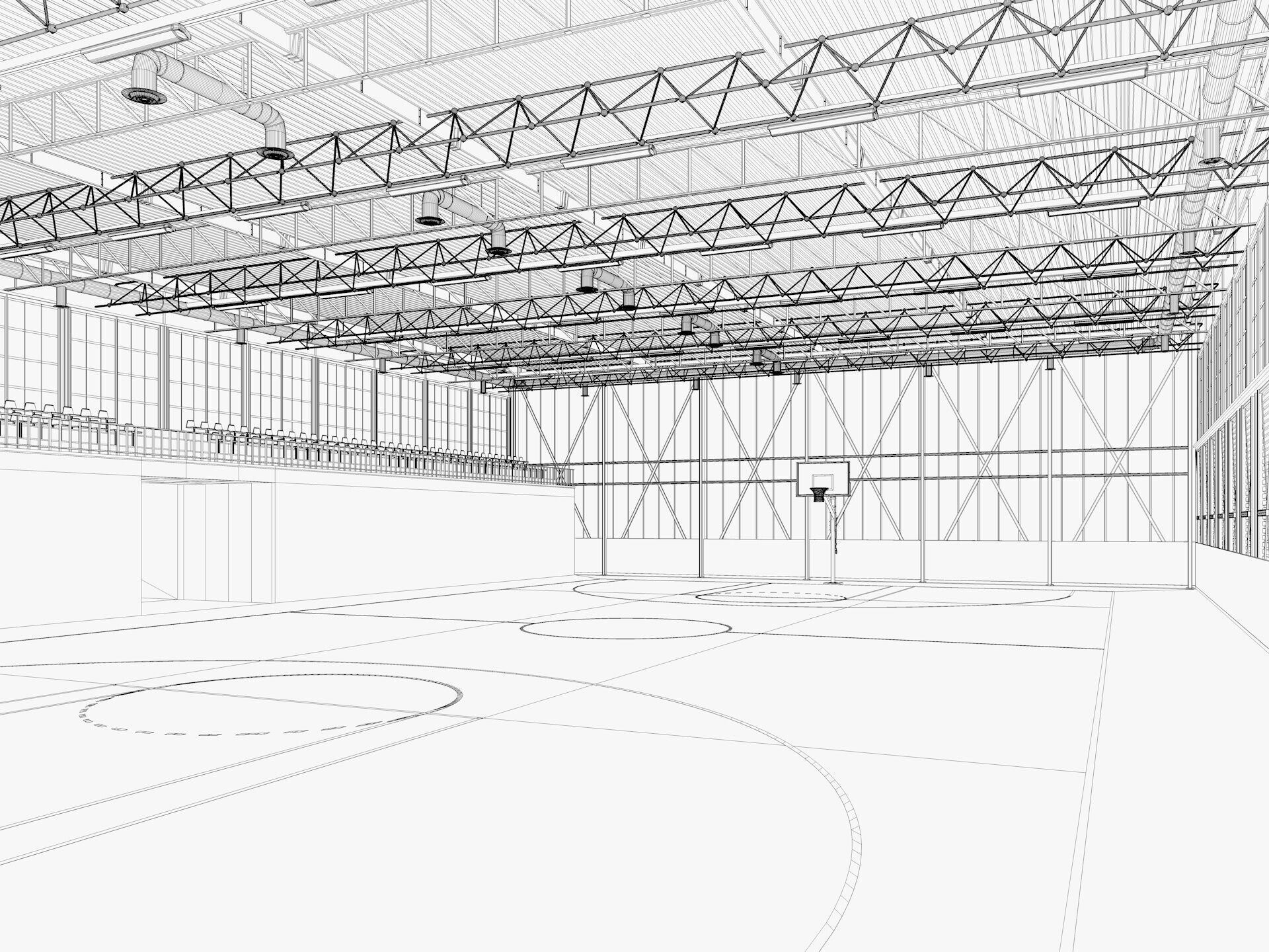 Basketball gym 3D model_15
