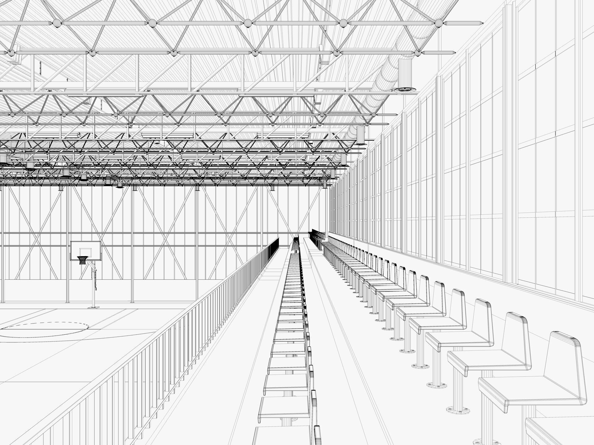 Basketball gym 3D model_23