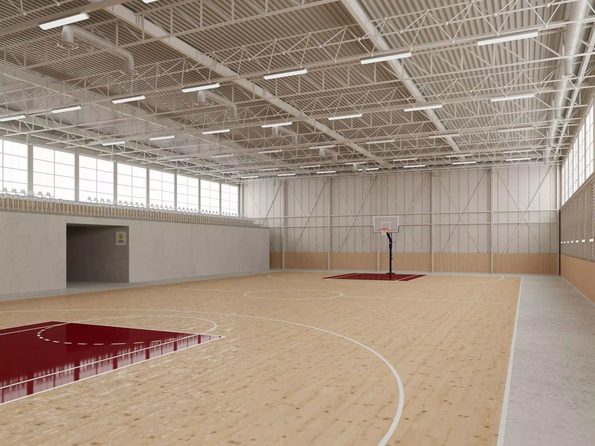 Basketball gym 3D model_0