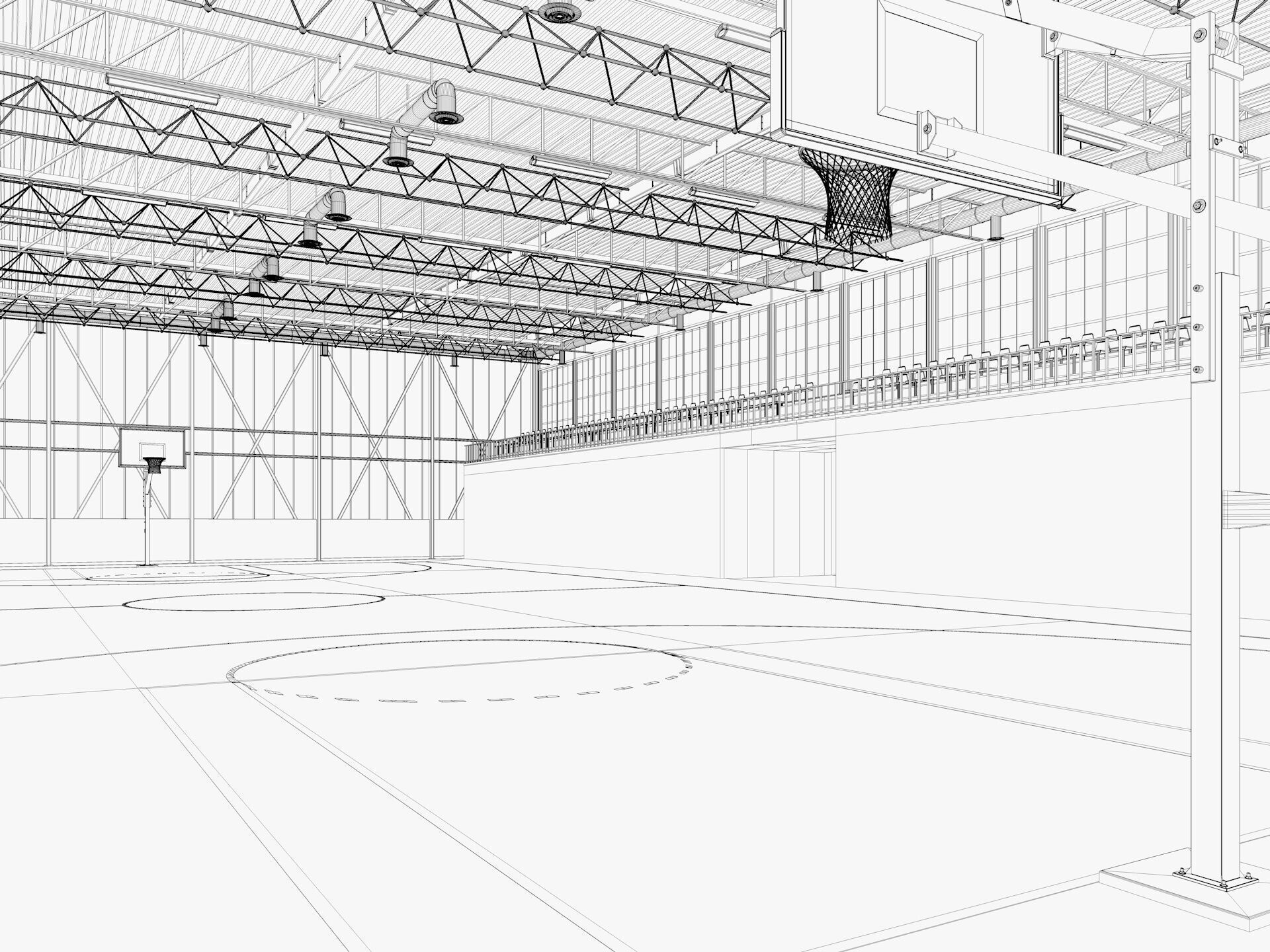 Basketball gym 3D model_17