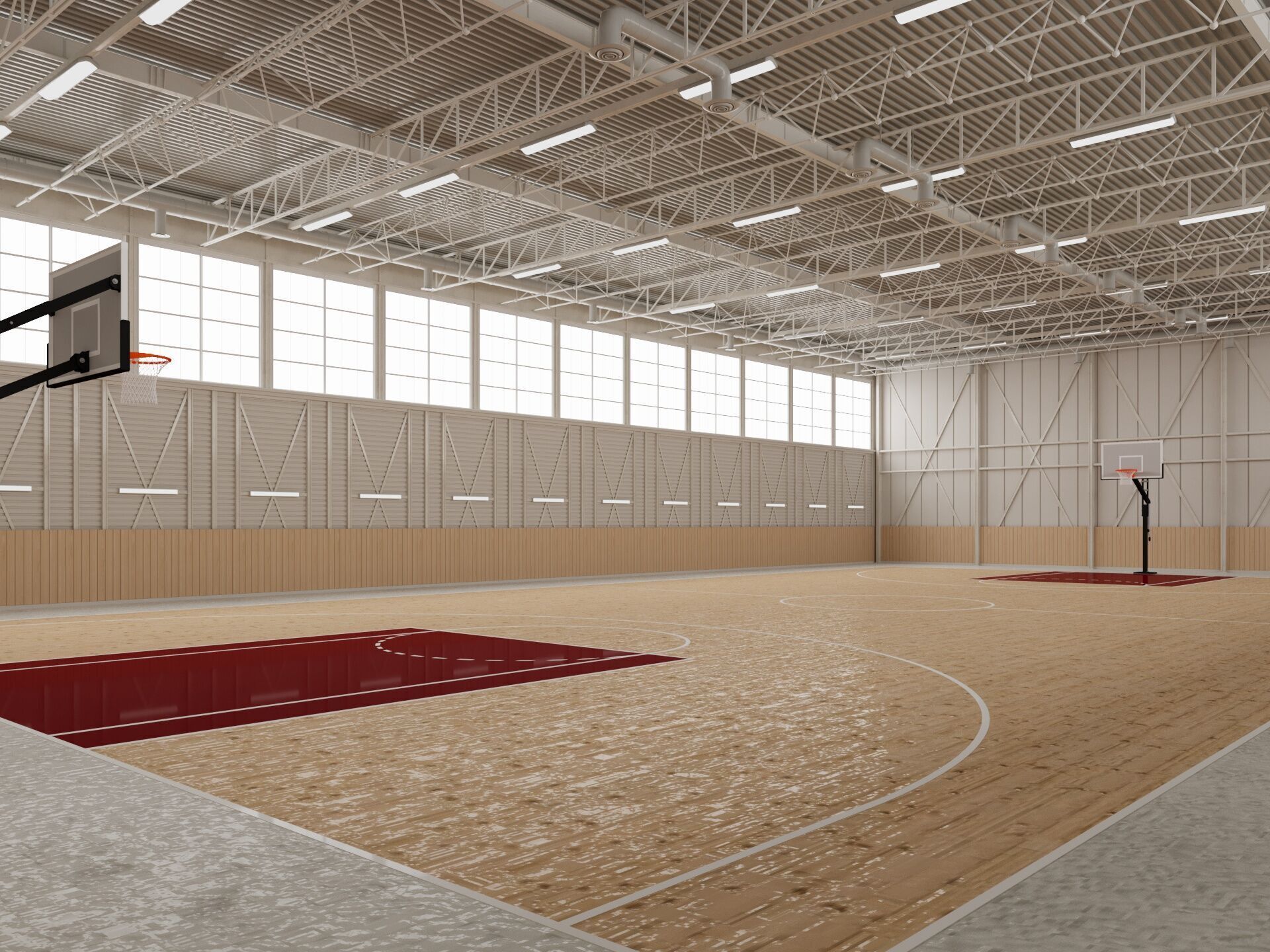 Basketball gym 3D model_4