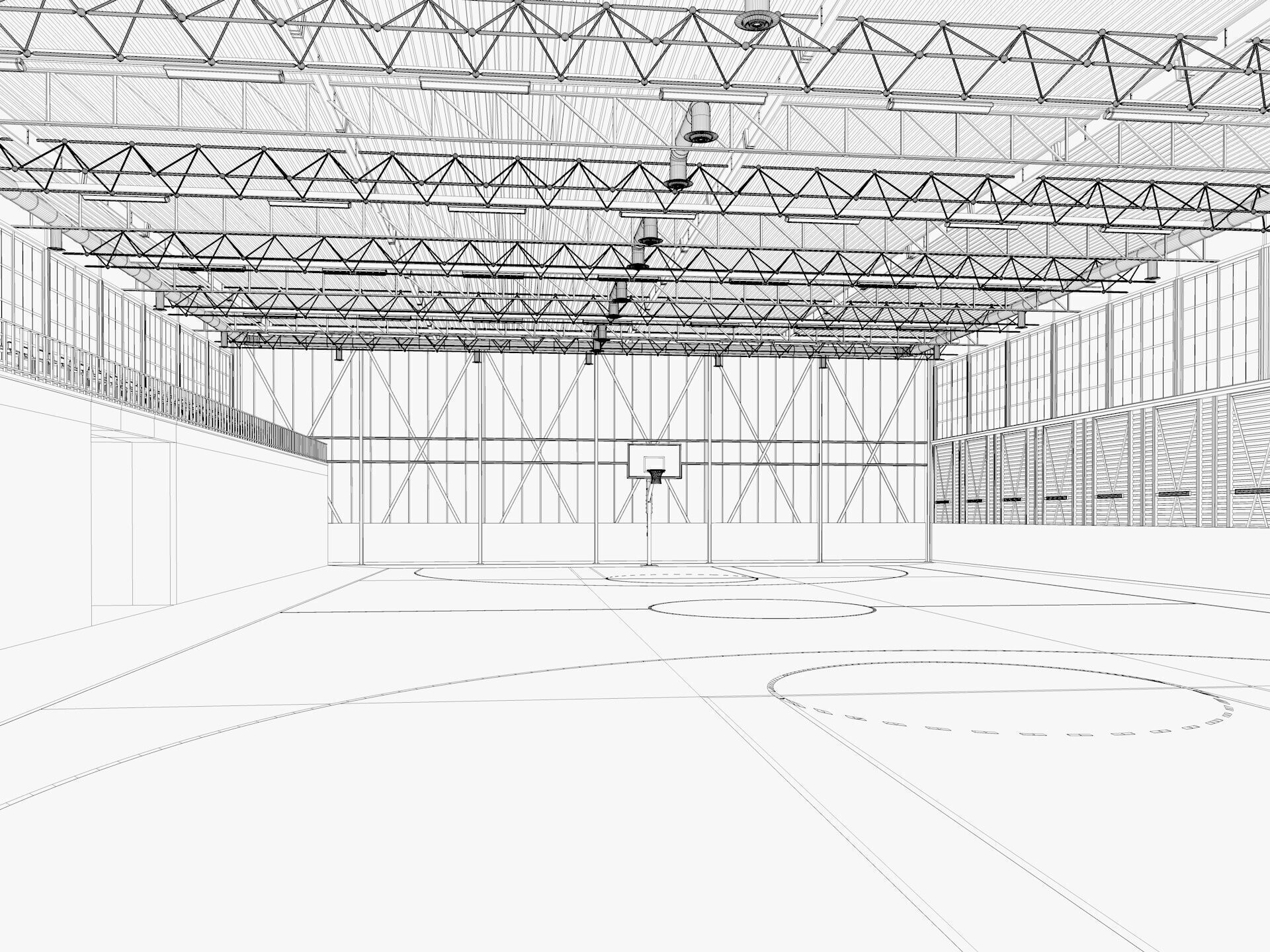Basketball gym 3D model_16