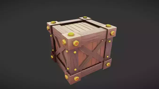 wooden crate with metallic accents