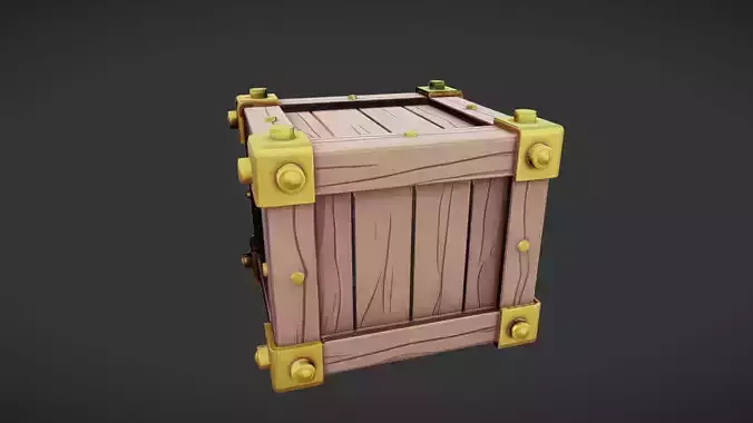 wooden crate with metal corners
