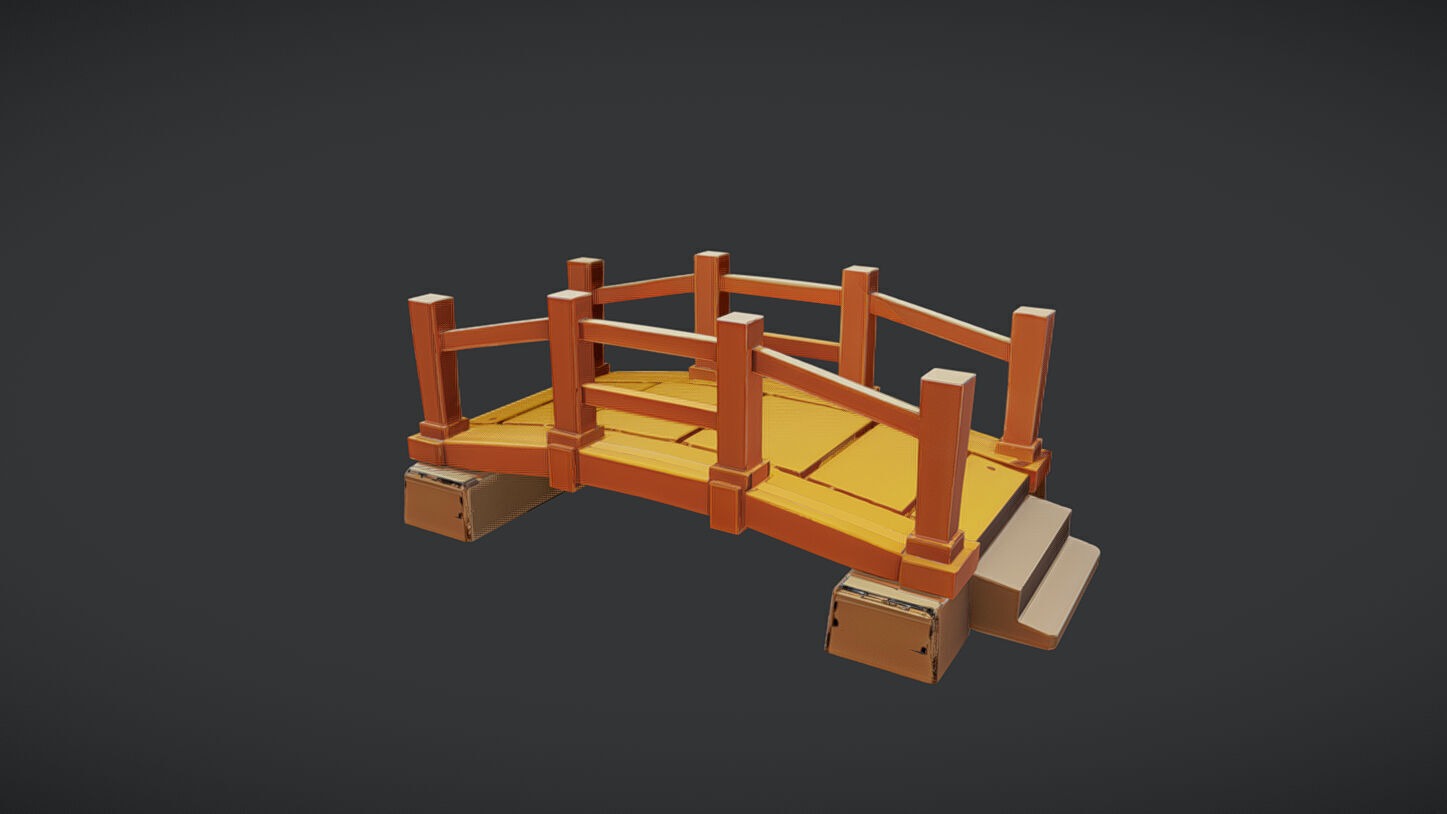 wooden bridge 3D model_1