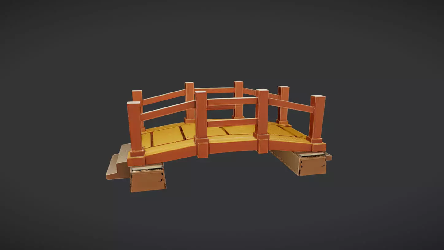 wooden bridge 3D model_0
