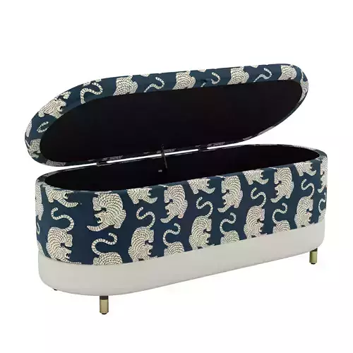 Tigris Tiger Blue Ola Tub Ottoman by Oliver Bonas
