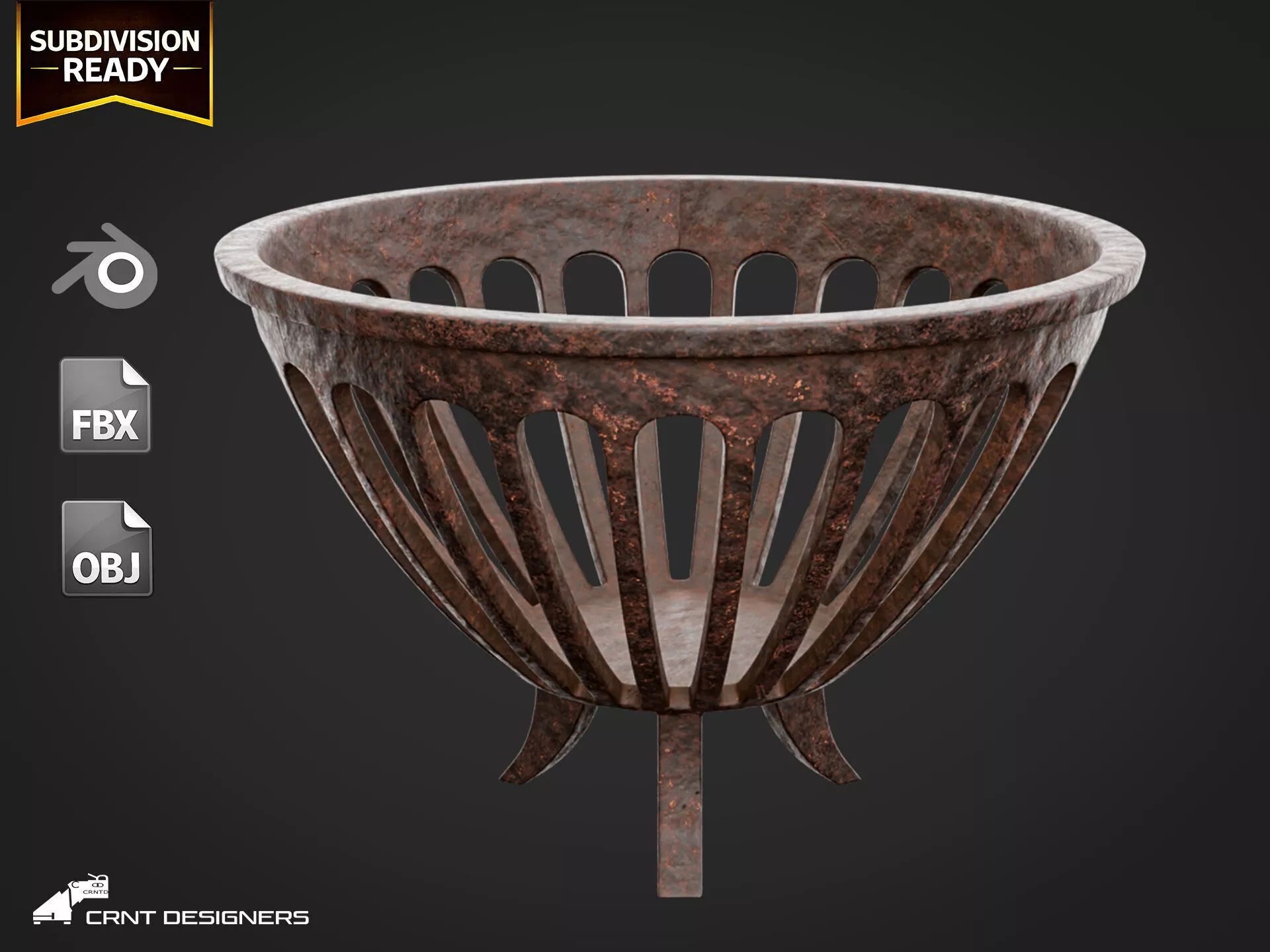 Cast Iron Fire Brazier 3D model