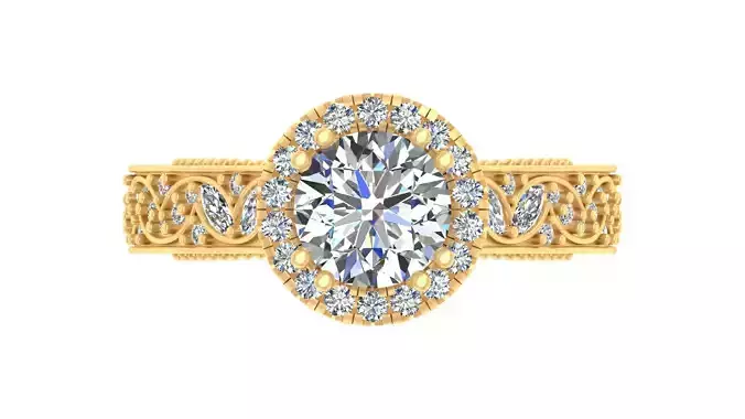 Exquisite Halo Diamond Engagement Ring 