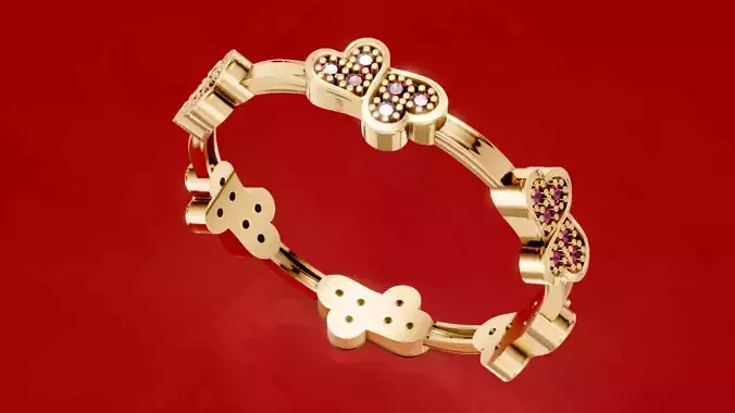 Heart Ring 5 sizes and Bangle 