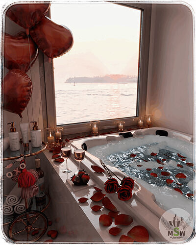 Romantic Bath Blender Scene 3D model