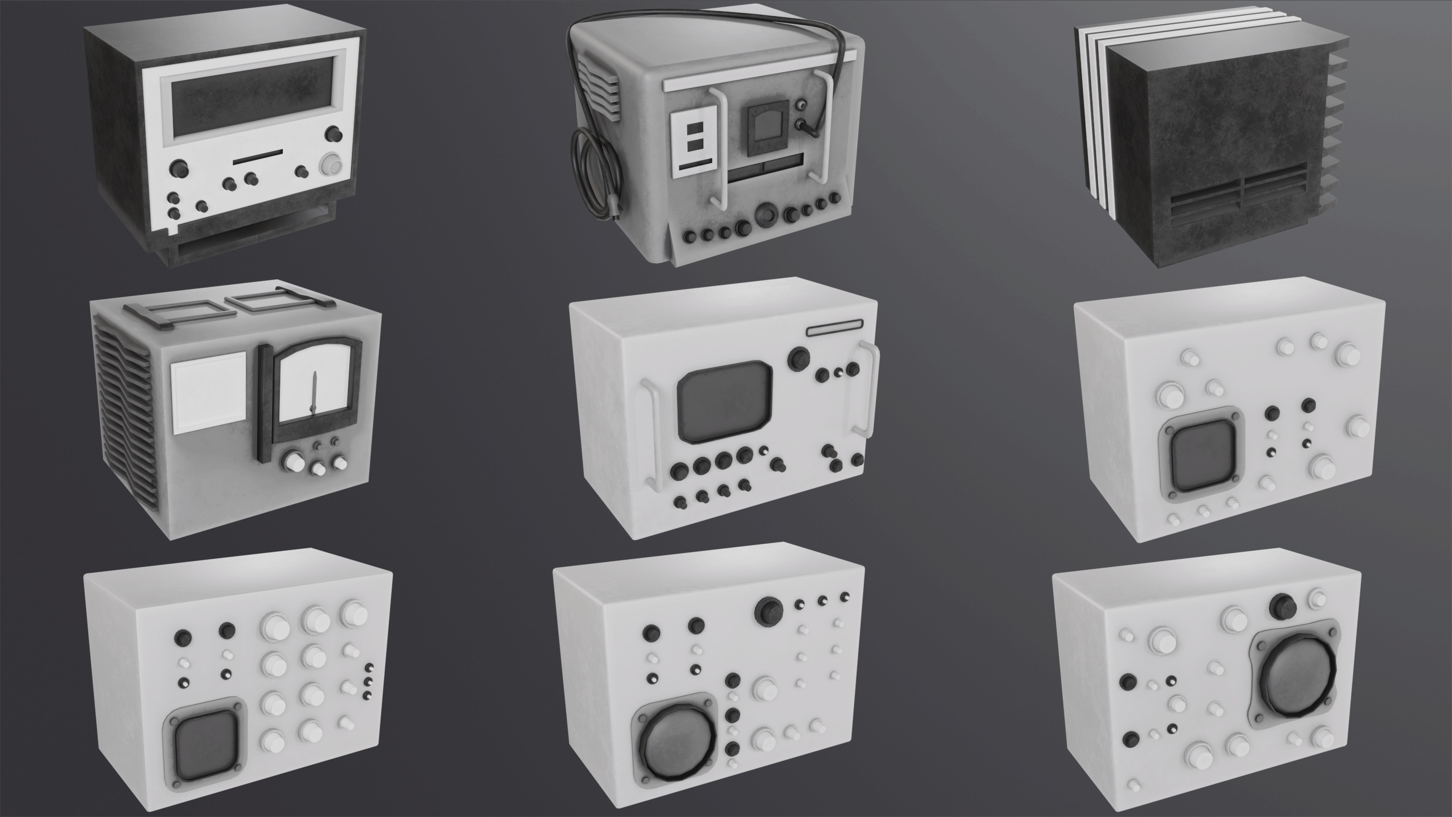 Stylized Retro Scifi Pack  Low-poly 3D model_1