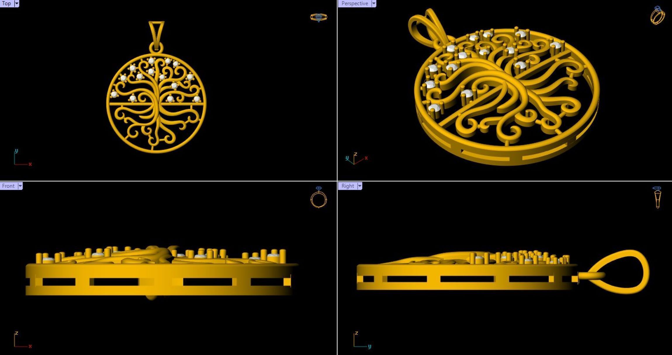 Diamond Tree Pendant - 0073 3D print model_2