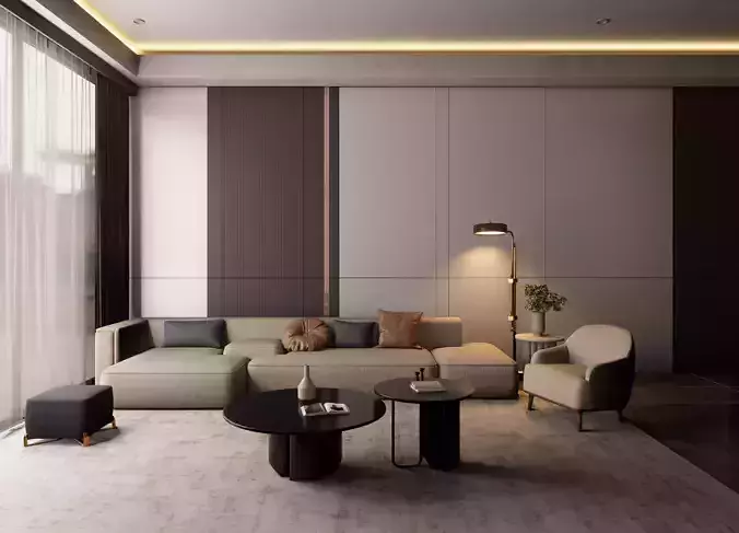 Living room I Interior design I 3D Model and Render 3D model