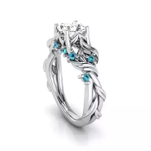 Floral Engagement Wedding Ring for Women 3D print model