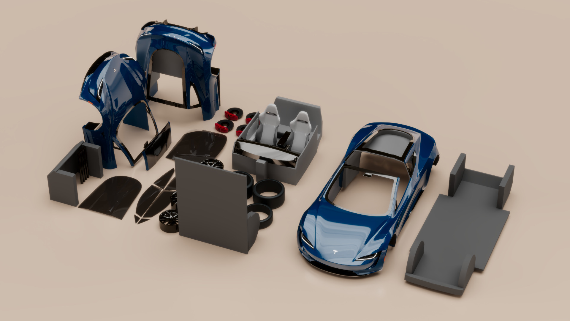Tesla Roadster 2020 3D print model_1