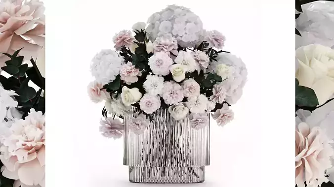 Bouquet of white flowers in a vase hydrangea peony 492