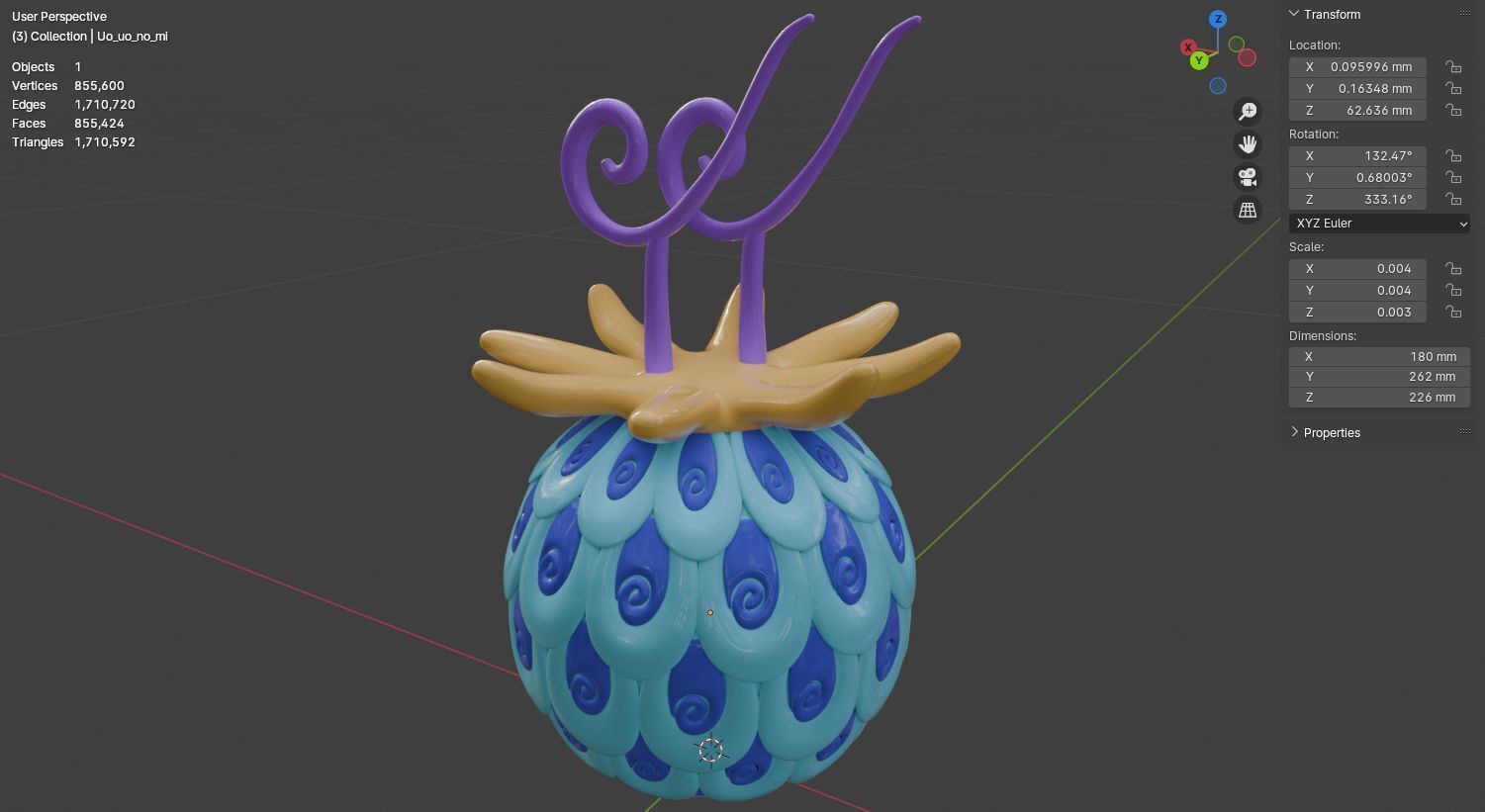 Uo uo no mi devil fruit from one piece 3D model for 3D print 3D print model_10