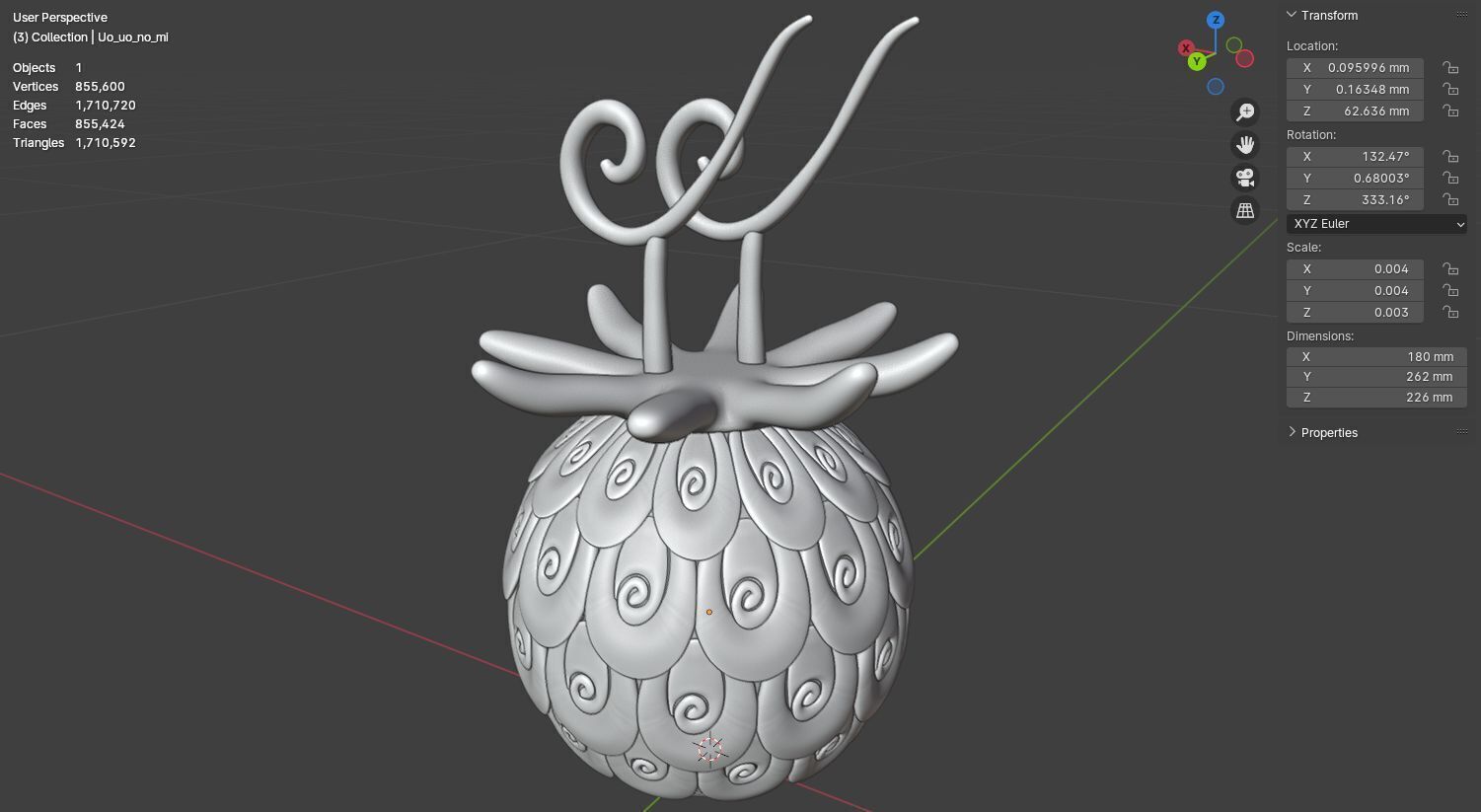 Uo uo no mi devil fruit from one piece 3D model for 3D print 3D print model_12