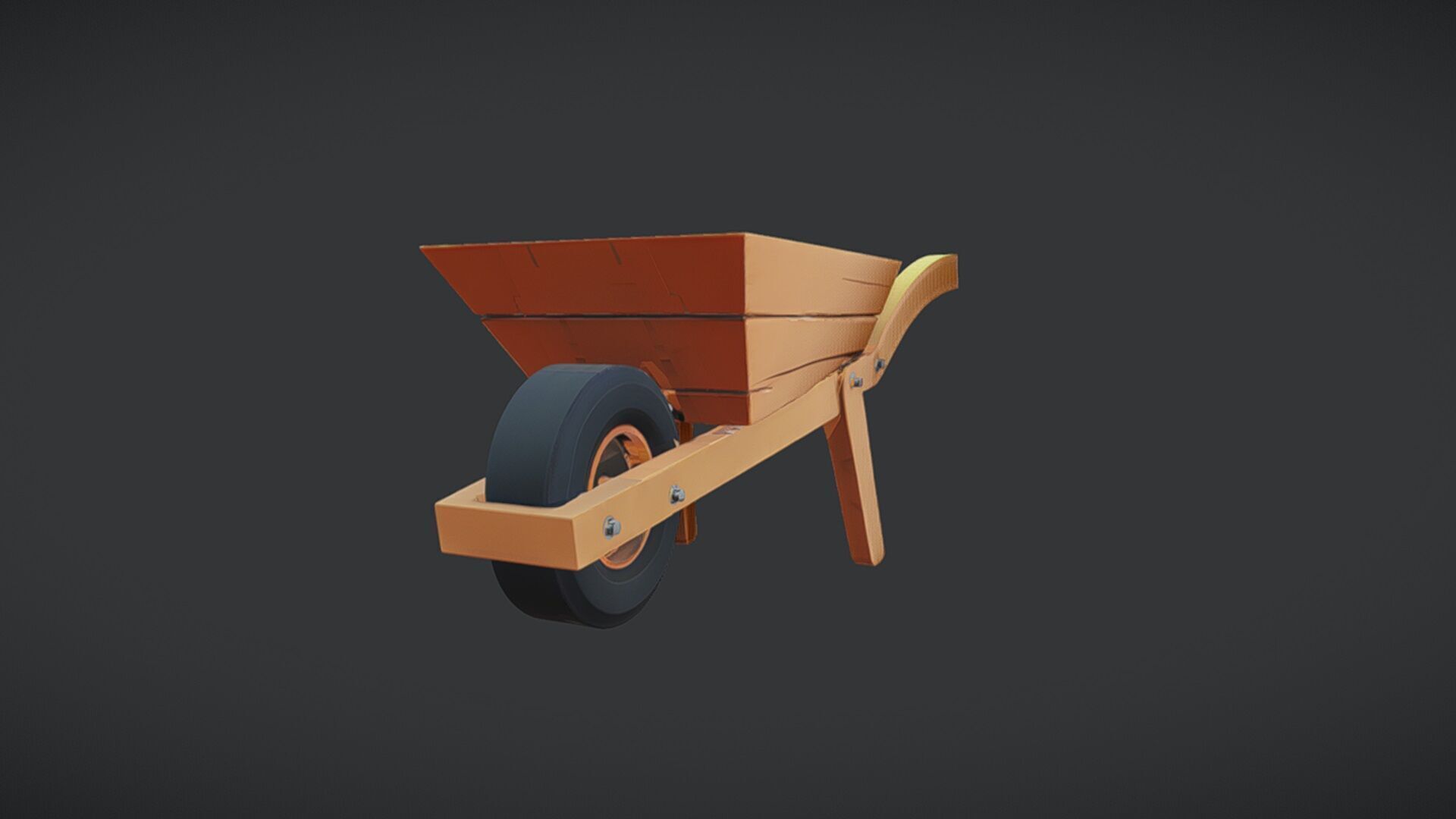 Wooden wheelbarrow 3D model_5