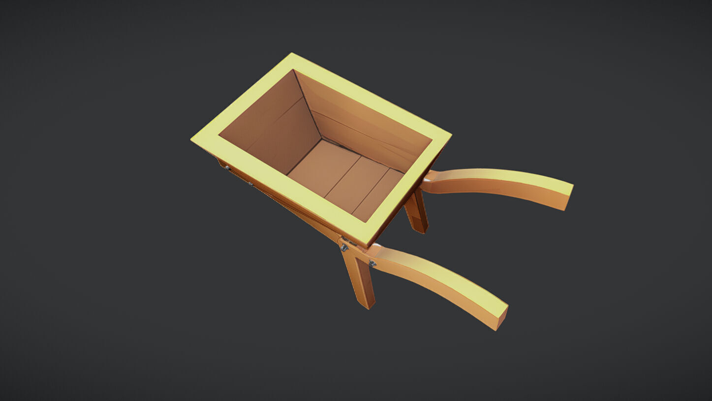 Wooden wheelbarrow 3D model_2