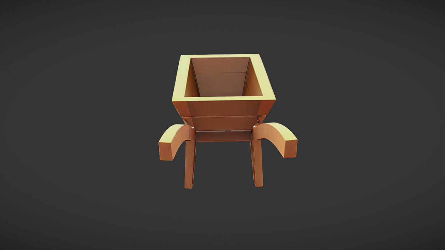 Wooden wheelbarrow 3D model_3