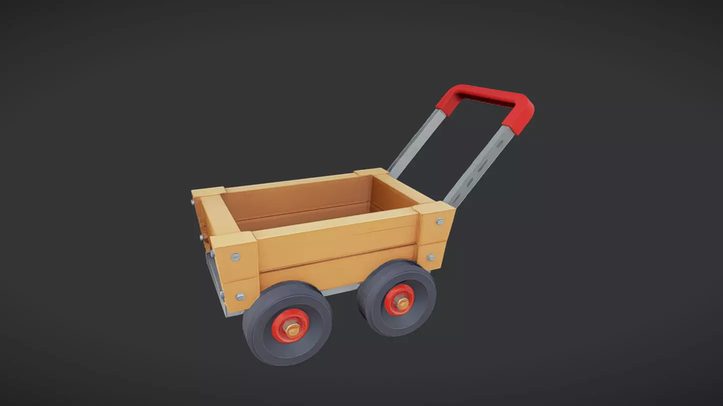 wooden toy cart 3D model_0