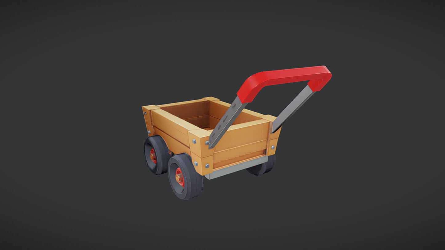 wooden toy cart 3D model_2