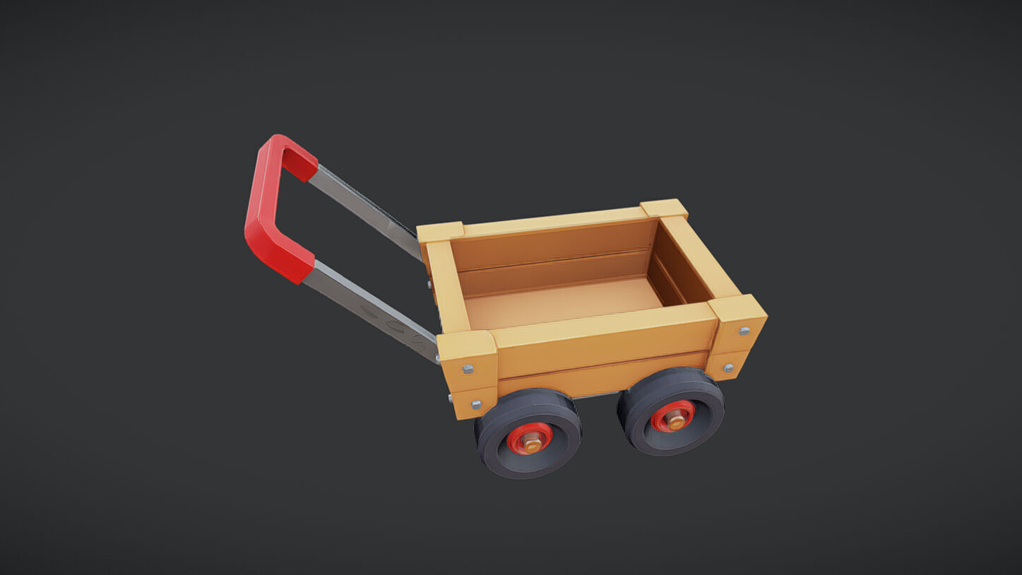 wooden toy cart 3D model_5