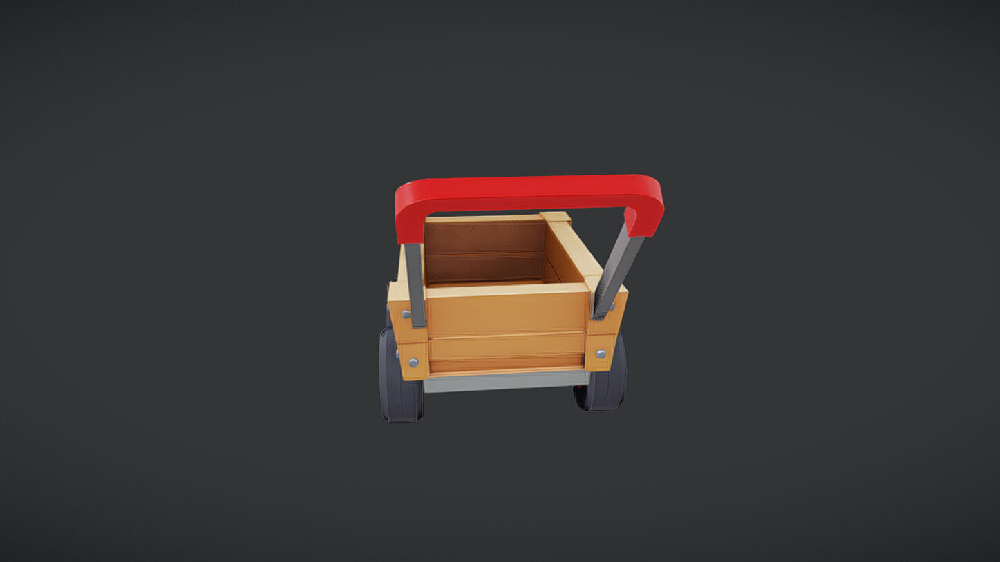 wooden toy cart 3D model_3