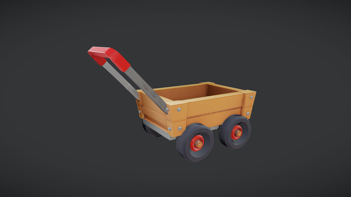 wooden toy cart 3D model_4