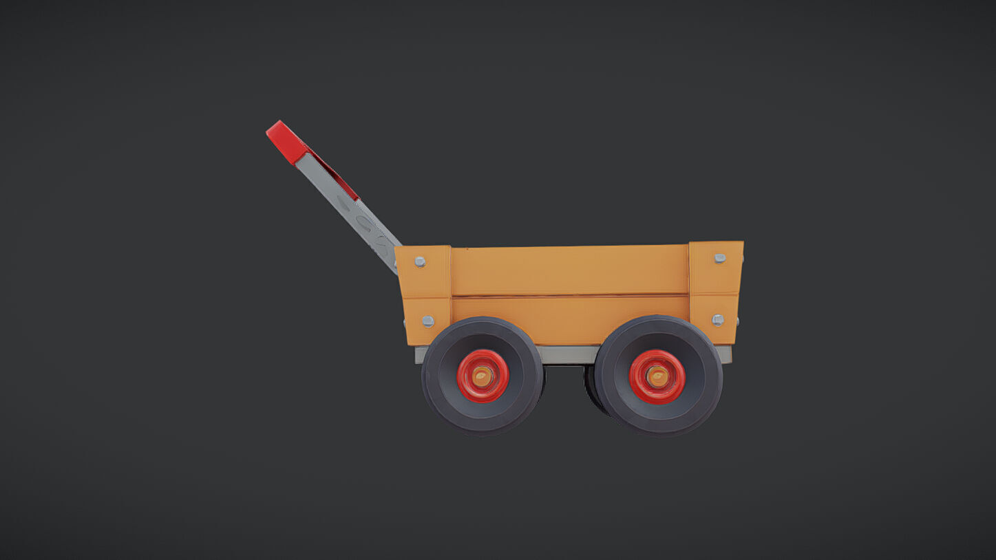 wooden toy cart 3D model_6