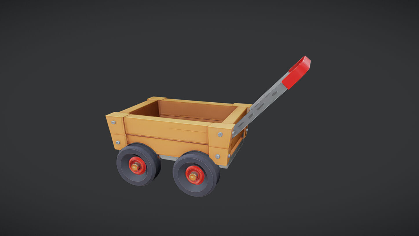 wooden toy cart 3D model_1