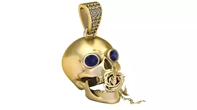 SKULL GOLDEN PENDANT 3D PRINTABLE MODEL 