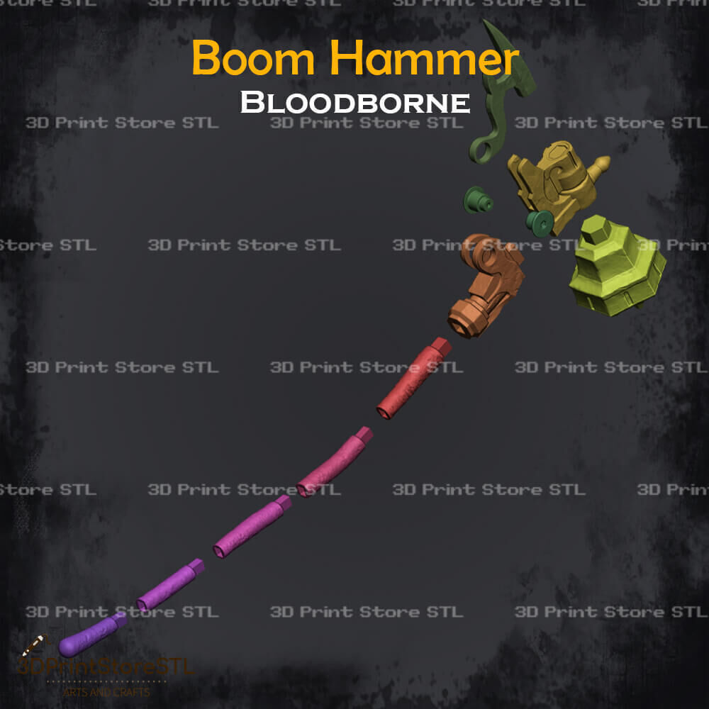 Boom Hammer Cosplay Bloodborne - STL File 3D print model_5