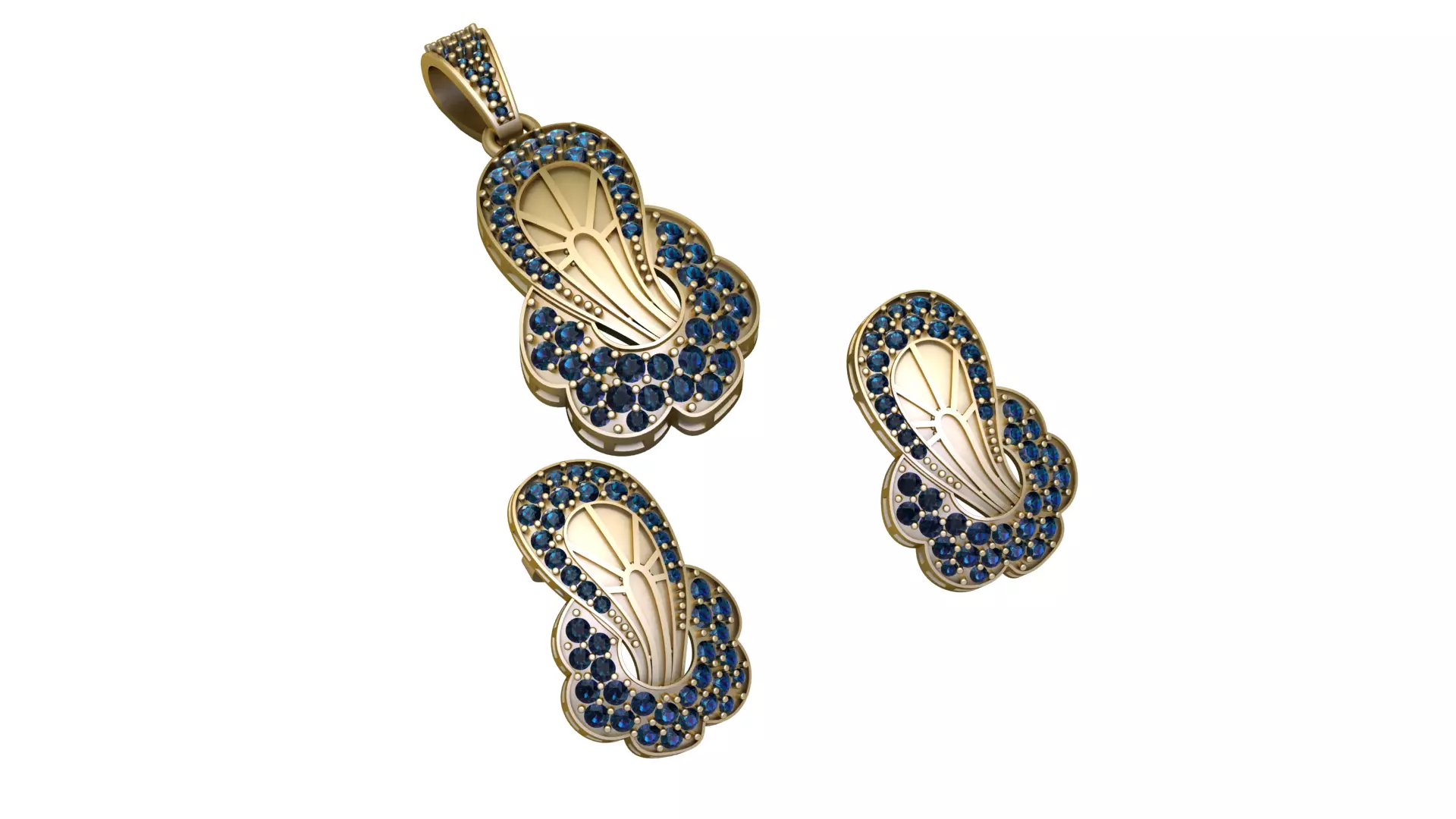 KUNDAN BUTTON LOCKET SET 3D PRINTABLE MODEL 3D print model