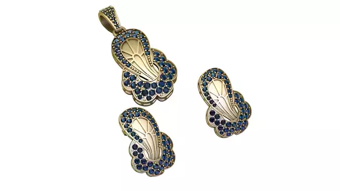 KUNDAN BUTTON LOCKET SET 3D PRINTABLE MODEL 